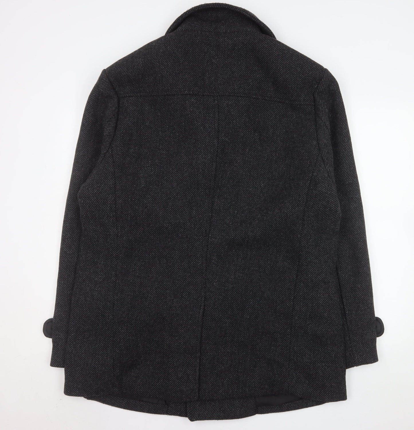 Primark Men's Grey Wool Blend Pea Coat XL