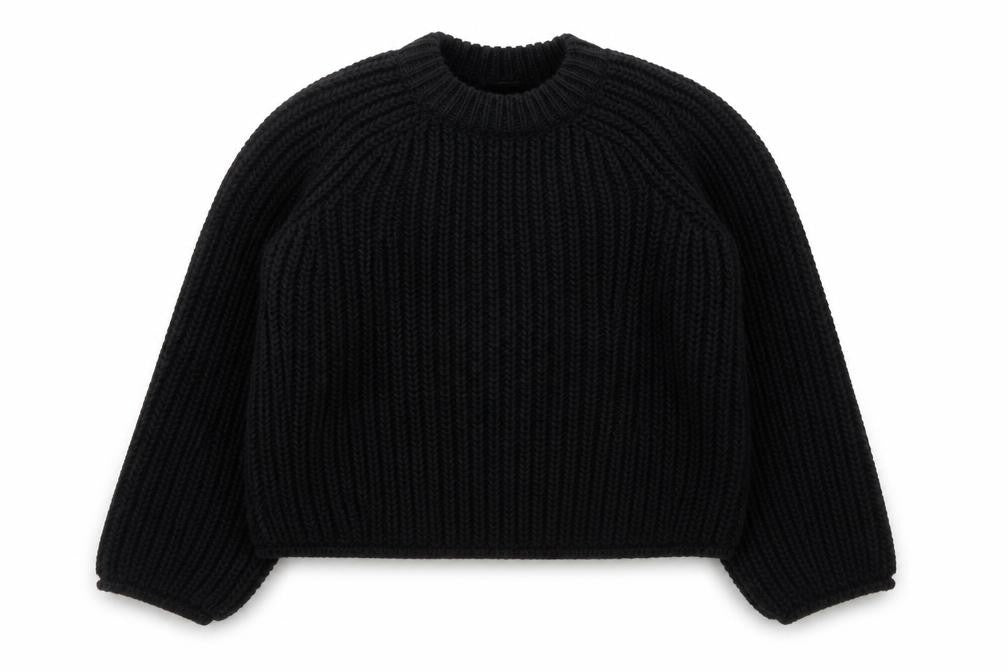 H&M Womens Black Chunky-Knit Crew Neck Jumper Size S