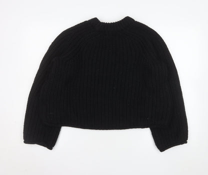 H&M Womens Black Chunky-Knit Crew Neck Jumper Size S