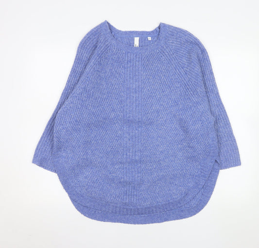 AND/OR Women's Blue Chunky Knit Wool Blend Pullover Jumper M