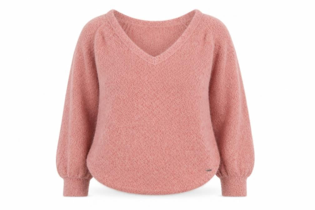 Hollister Women Pink V-Neck Pullover Sweater Medium Soft Knit