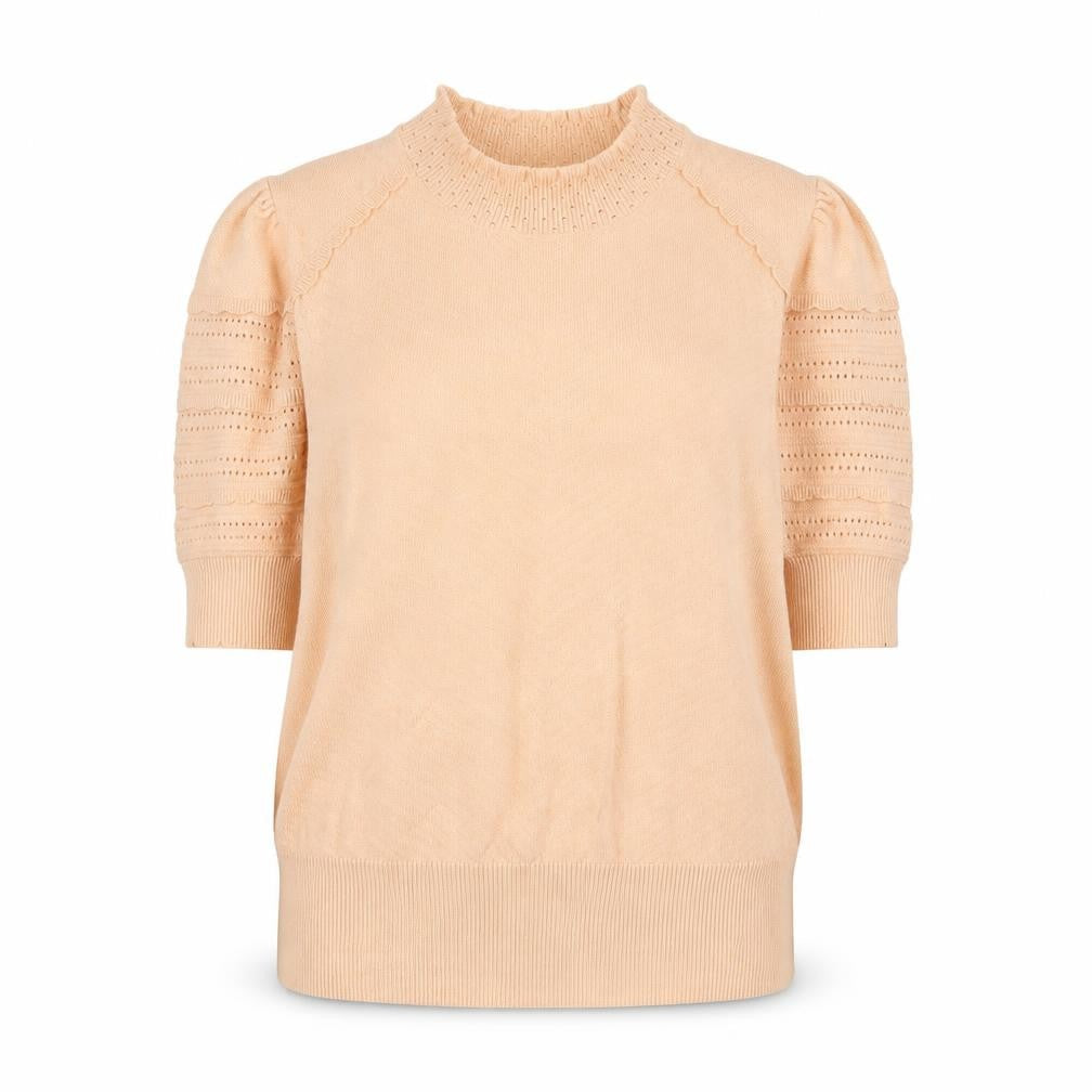 Marks & Spencer Women Beige Short Sleeve Knit Top Size 14