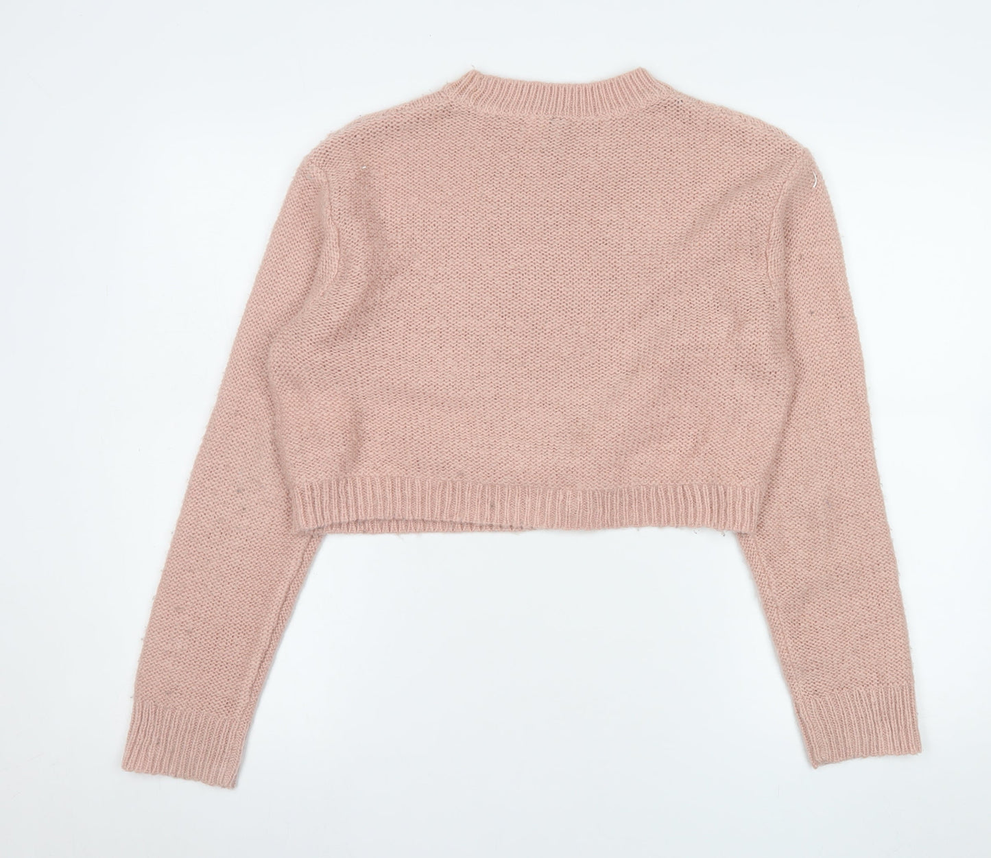 H&M Divided Women’s Pink Cable Knit Cropped Jumper Size S