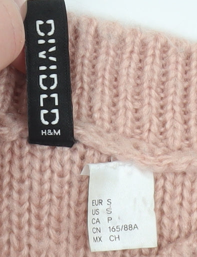 H&M Divided Women’s Pink Cable Knit Cropped Jumper Size S