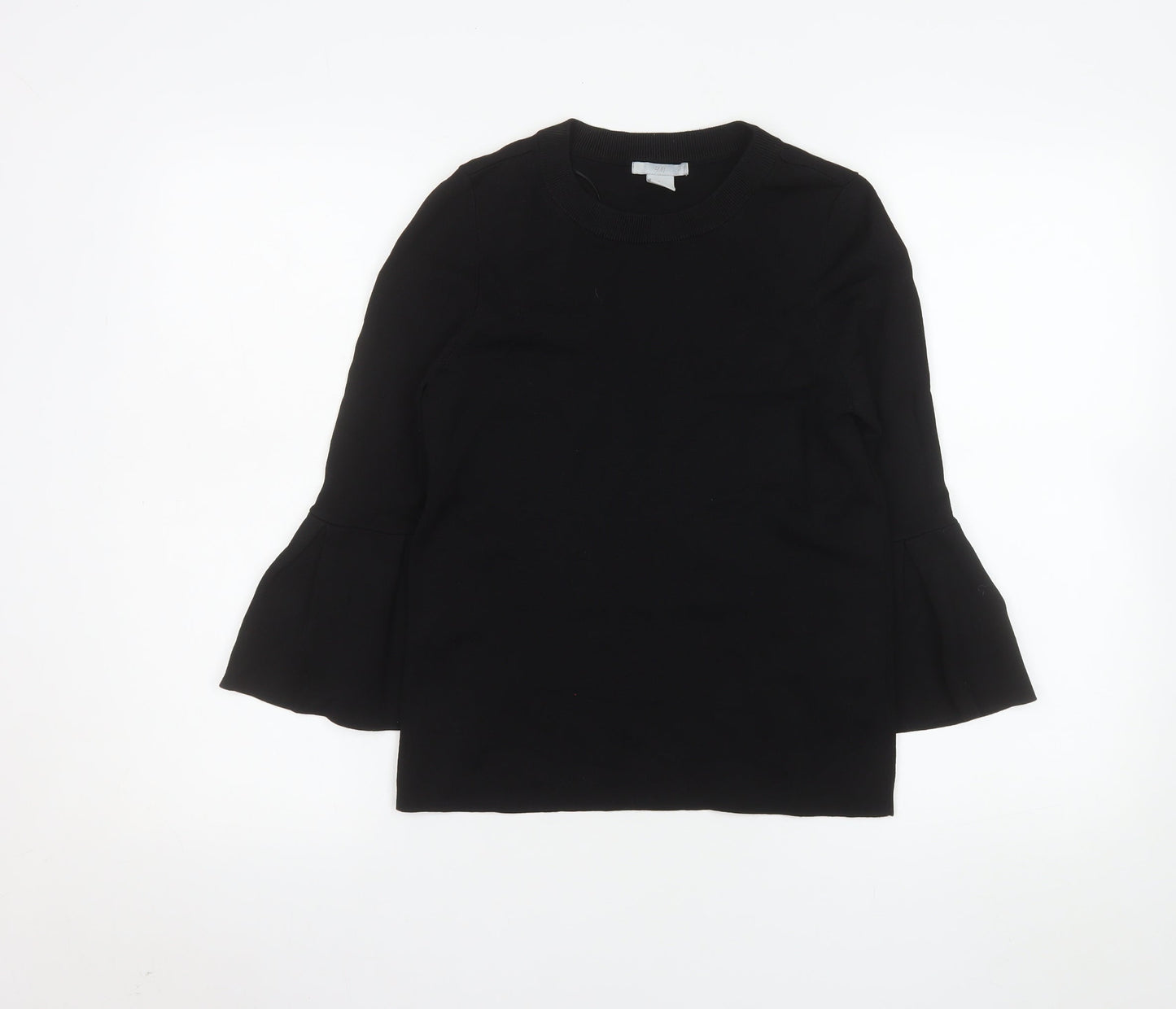 H&M Women’s Black Long Sleeve Bell Cuff Blouse Size 8