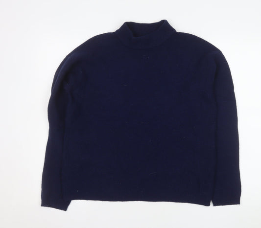 Crew Clothing Company Womens Blue Size 12 Merino Wool Mock Neck Jumper