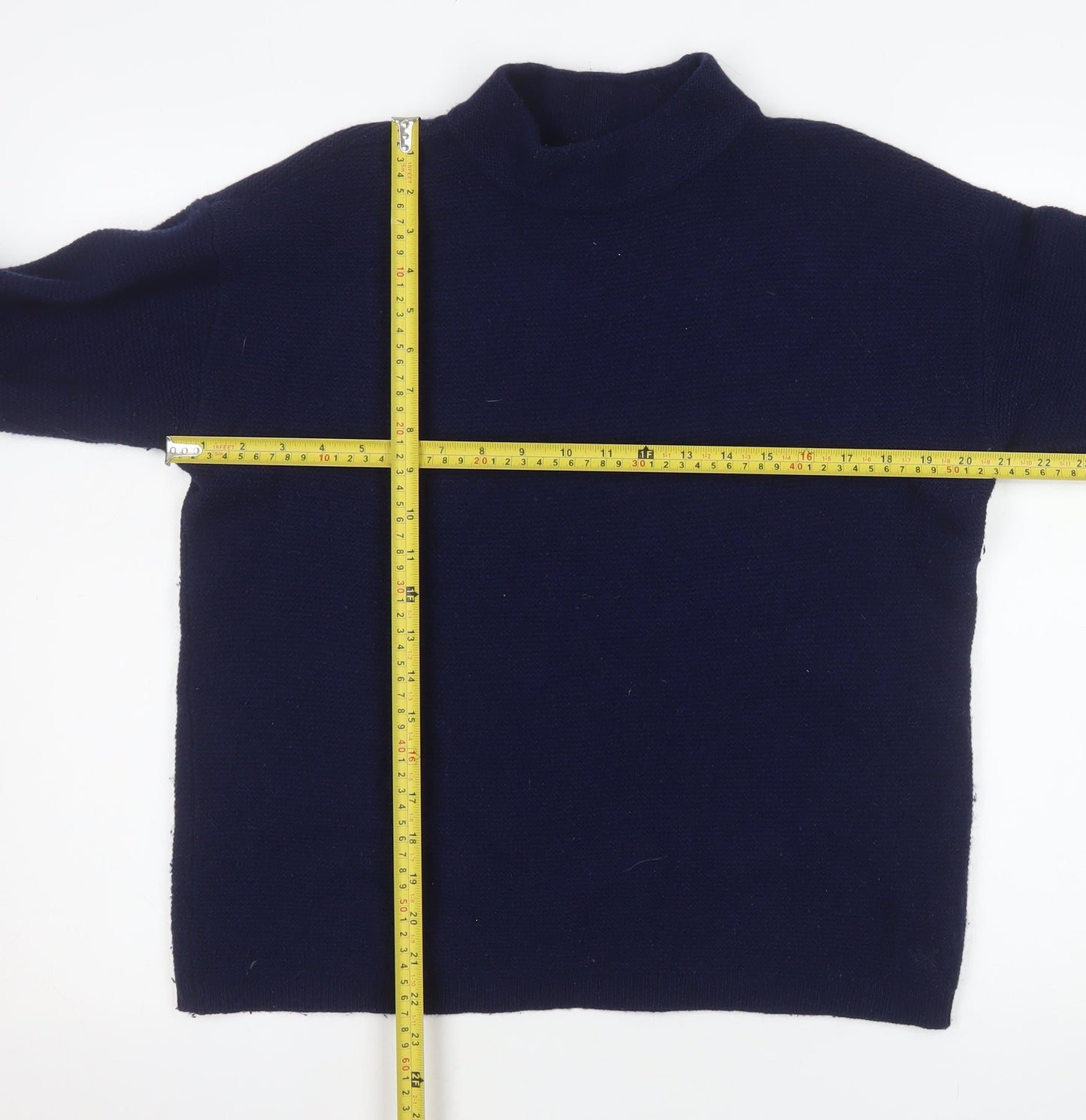Crew Clothing Company Womens Blue Size 12 Merino Wool Mock Neck Jumper