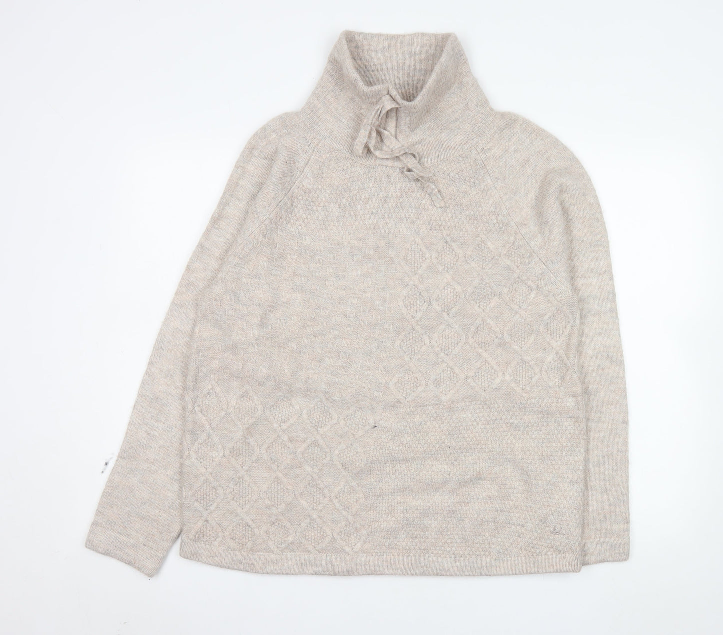 Mantaray Womens Beige Size 16 Cable Knit High Neck Jumper