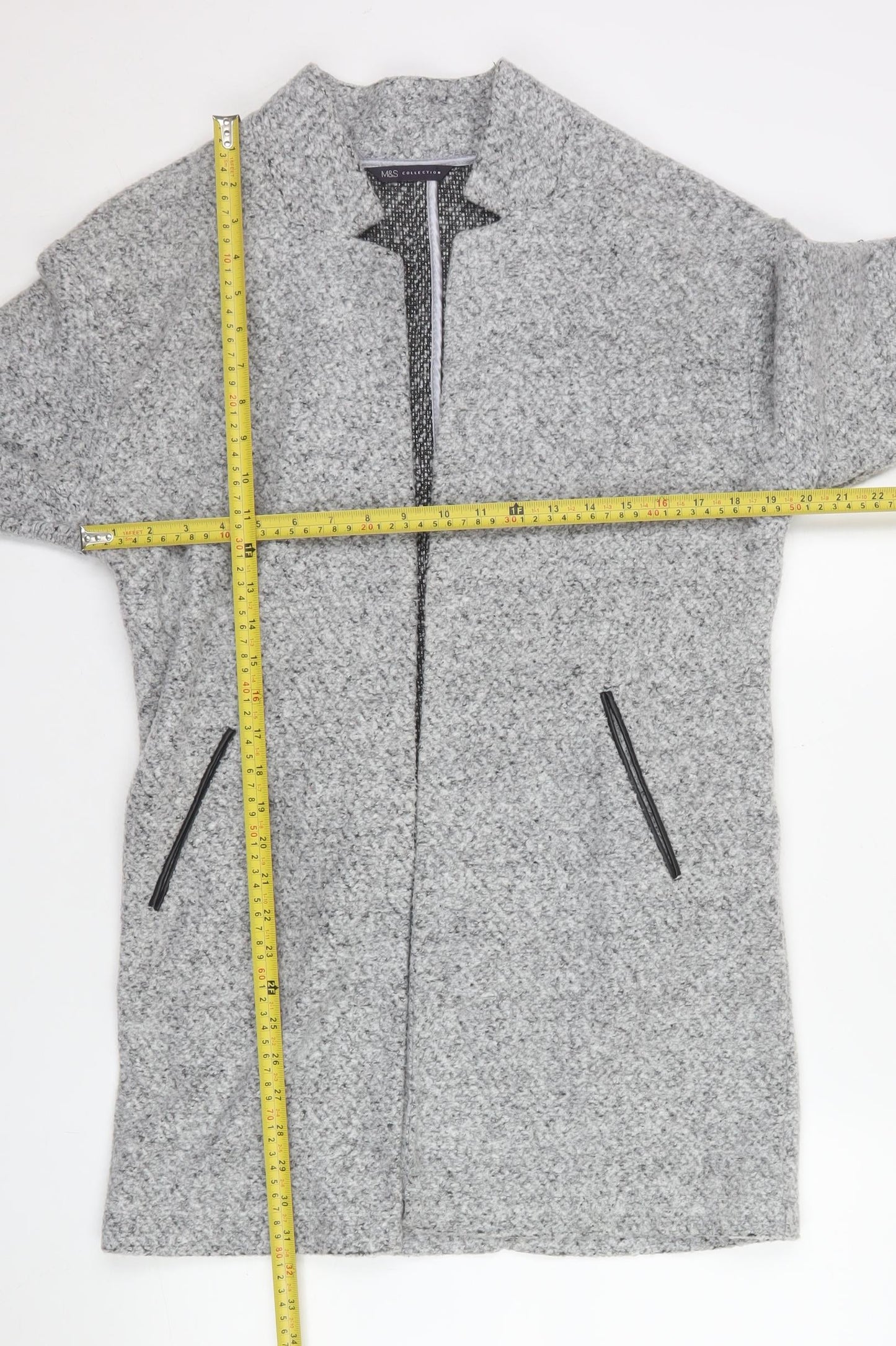 Marks and Spencer Women’s Grey Mid-Length Coat Size 12 Classic Overcoat