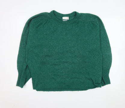 Additional front view of ICHI Women Green Knit jumper M Crew Neck Long Sleeve