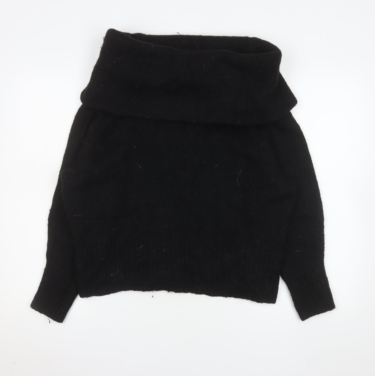 H&M Women’s Black Cowl Neck Long Sleeve Pullover Jumper Size 12