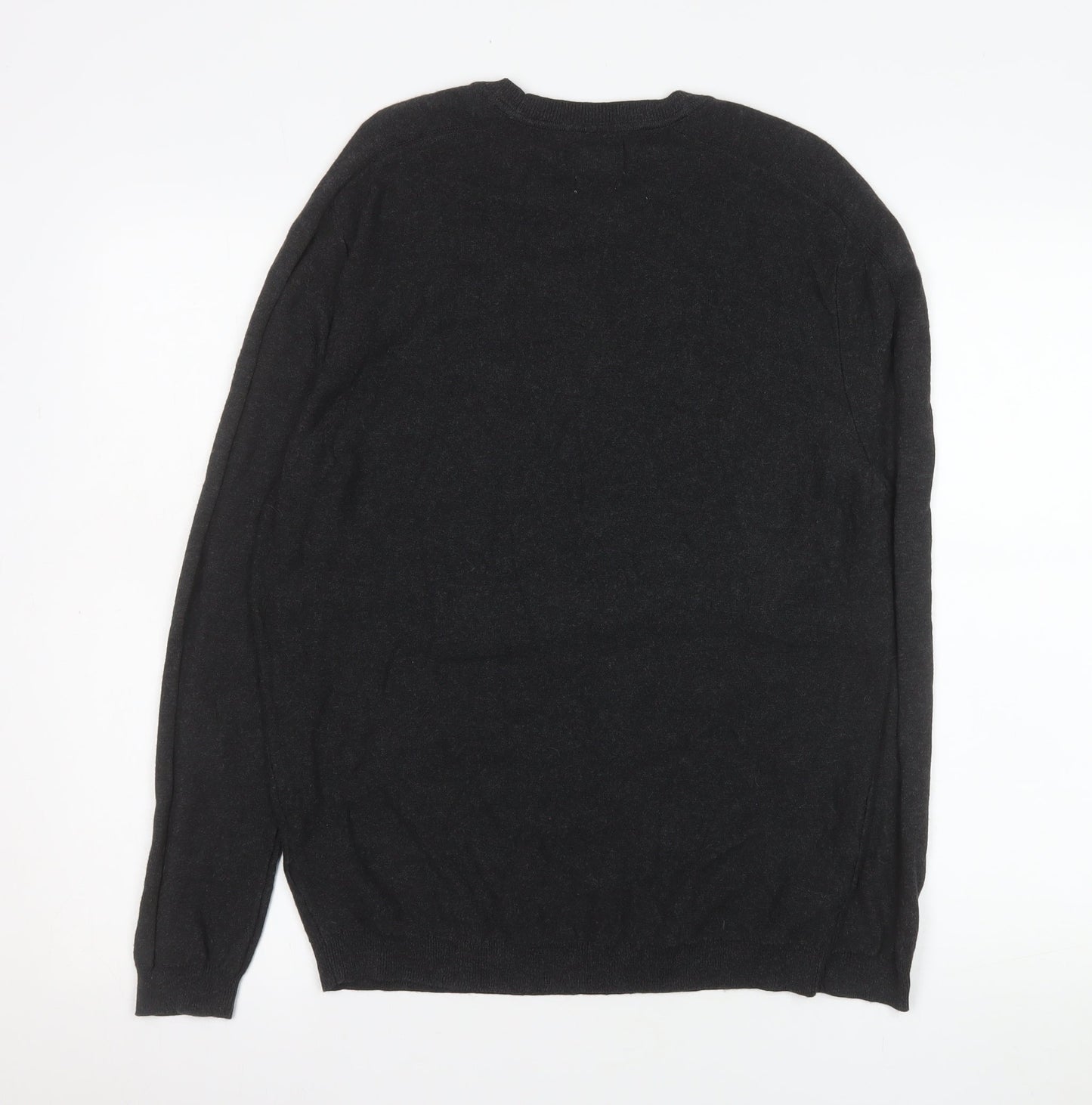 Fisk of Oslo Men's Black Cotton Viscose Crew Neck Jumper Size L