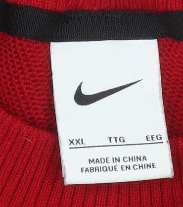 Nike Men's Red 2XL Crew Neck Pullover Jumper Wool Blend