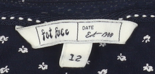 Fat Face Womens Blue Floral Midi A-Line Dress Size 12