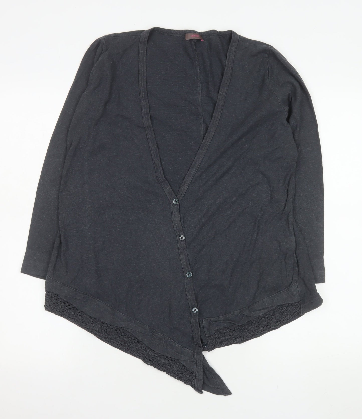 Wrap Women's Black Long Sleeve Tunic Top UK 12 Hemp Cotton Blend