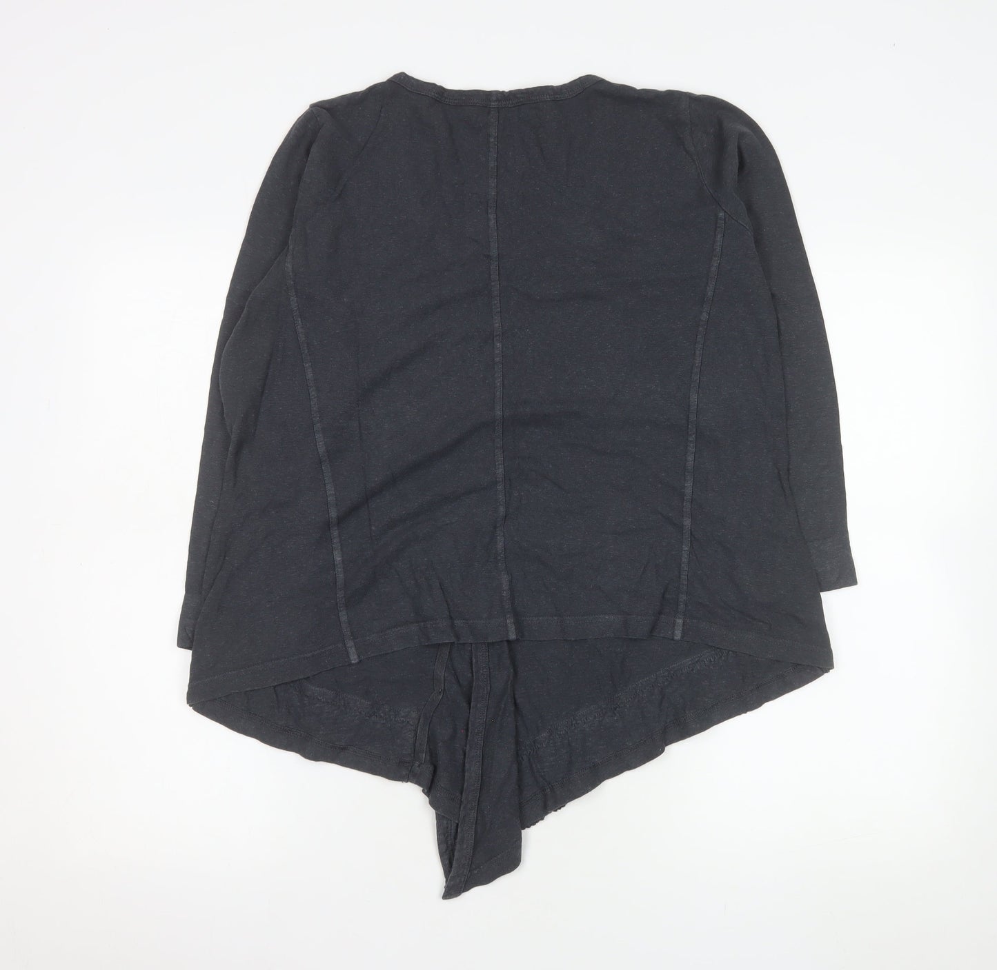 Wrap Women's Black Long Sleeve Tunic Top UK 12 Hemp Cotton Blend