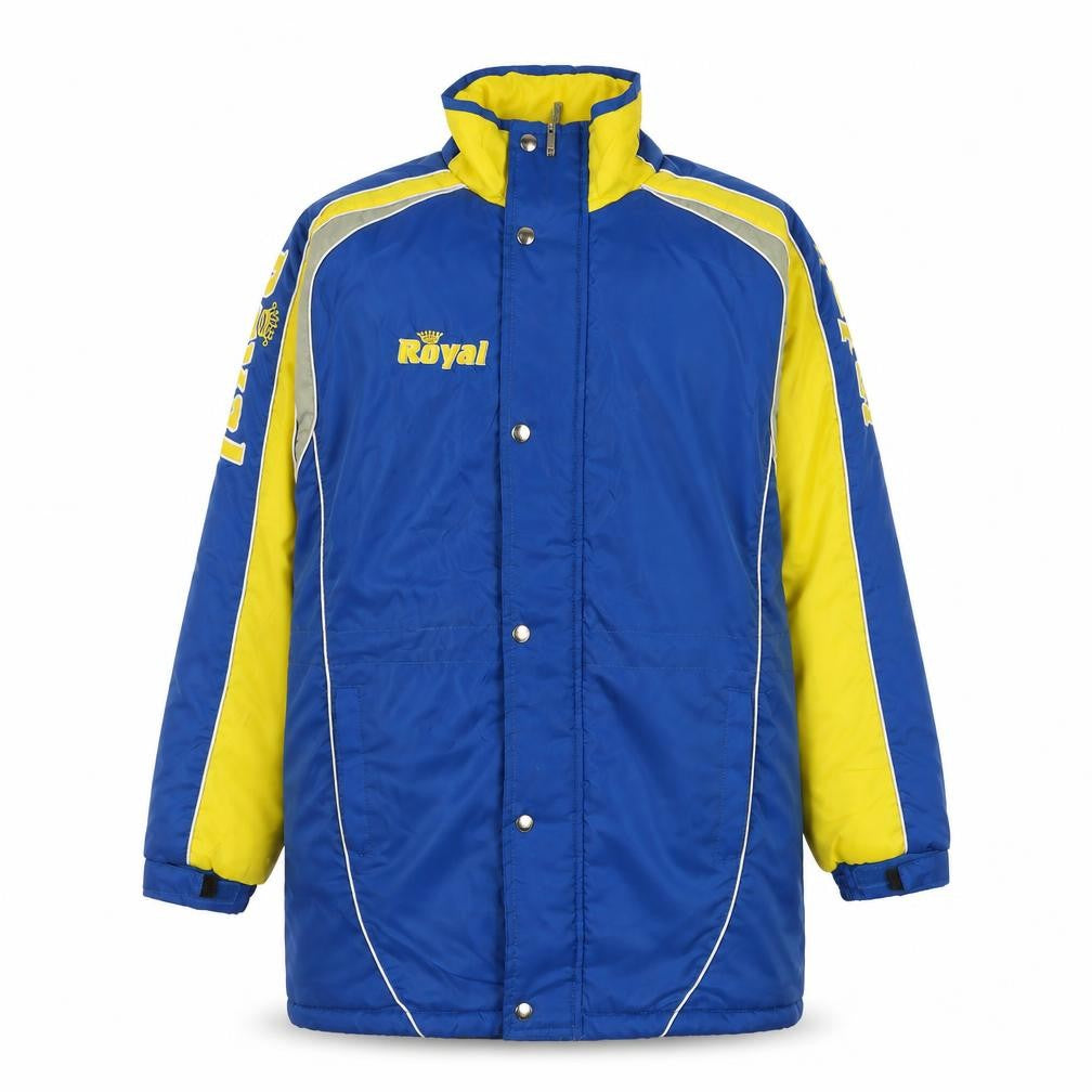Royal Men's Blue and Yellow Lined Waterproof Parka Jacket Size S