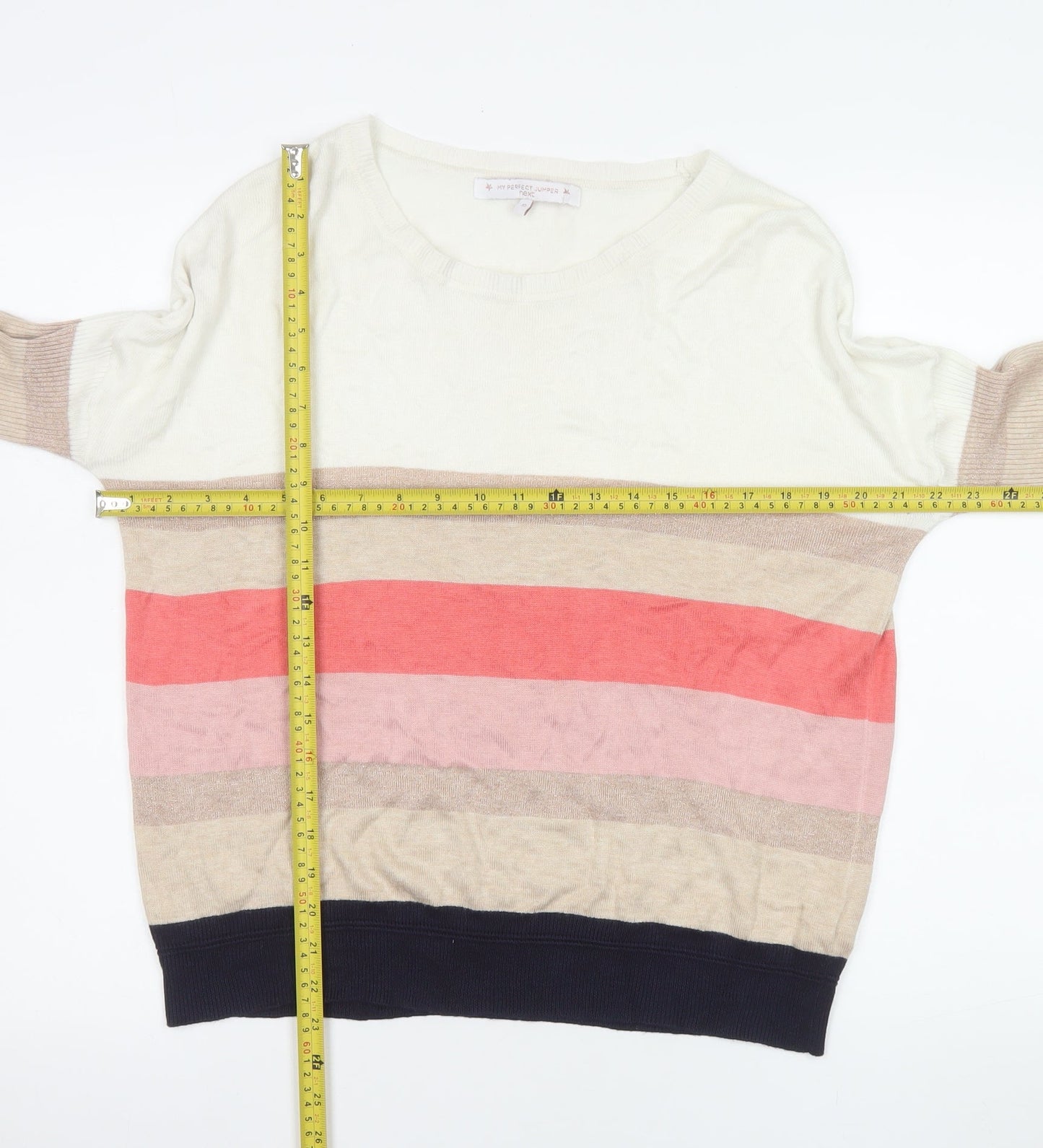 Next Women’s Multicoloured Striped Pullover Jumper UK 12 Viscose Blend