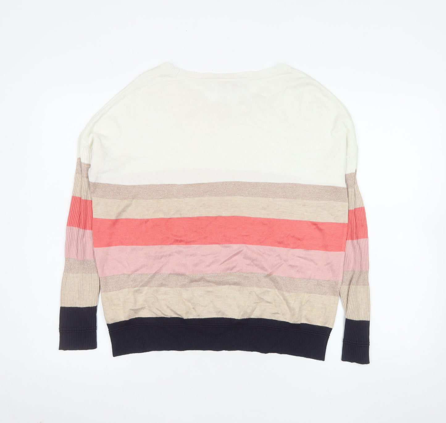 Next Women’s Multicoloured Striped Pullover Jumper UK 12 Viscose Blend