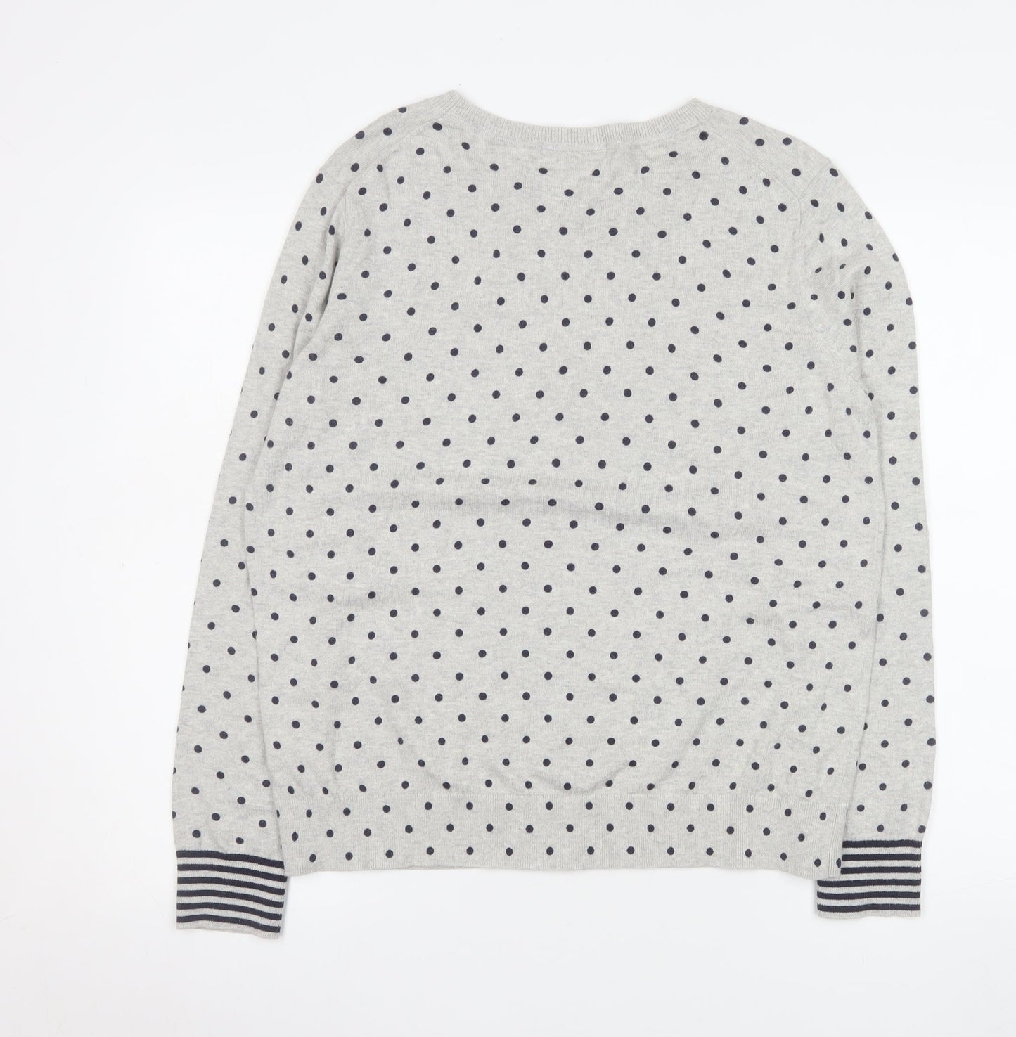 Boden Women’s Grey Polka Dot Long Sleeve Cotton Jersey Top L