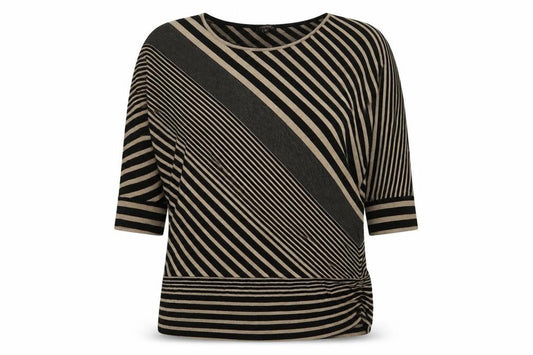 Phase Eight Women Black Beige Striped Tunic Top Size 12