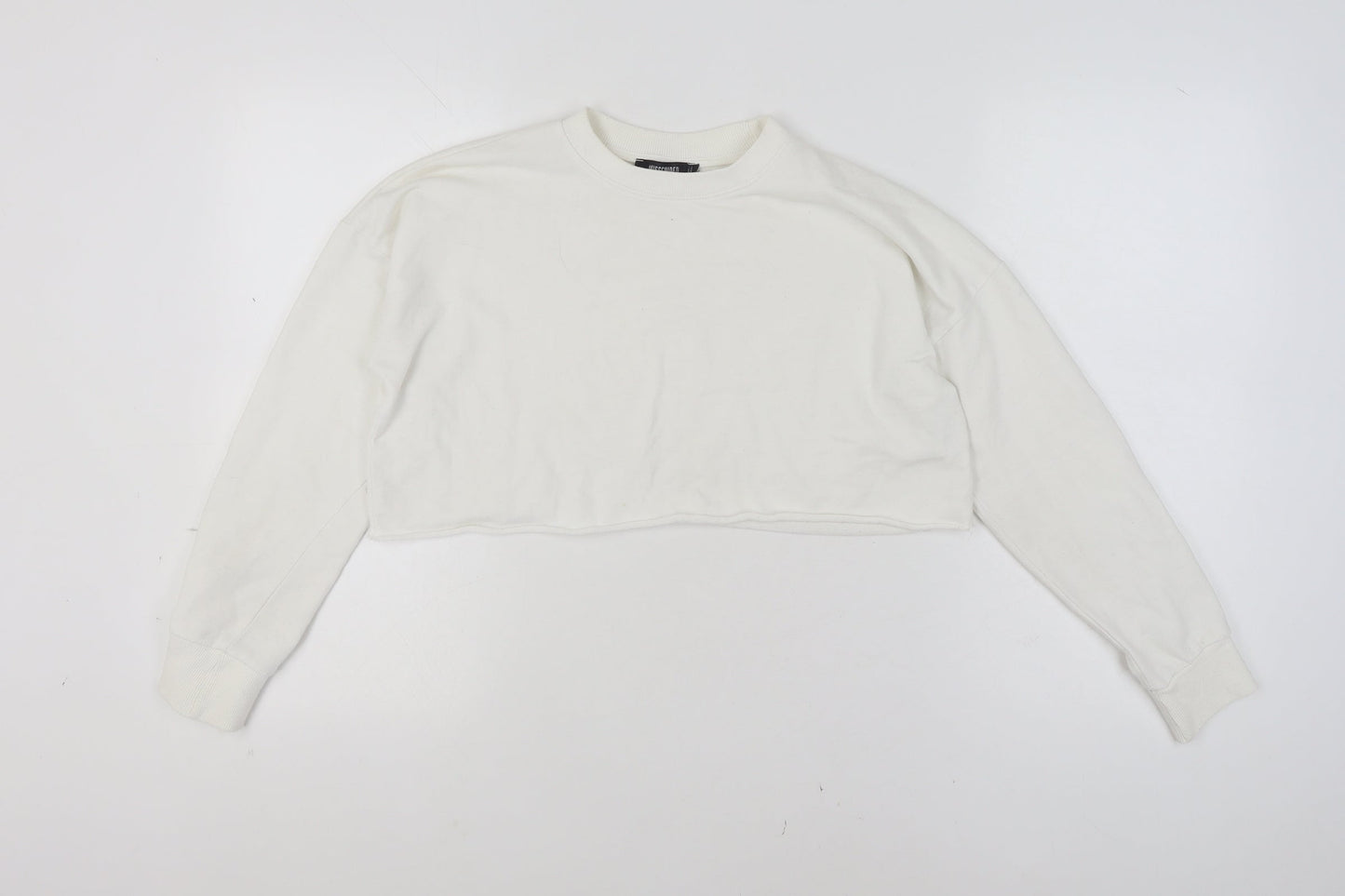 Missguided Women White Size 8 Crew Neck Cropped Pullover Jumper