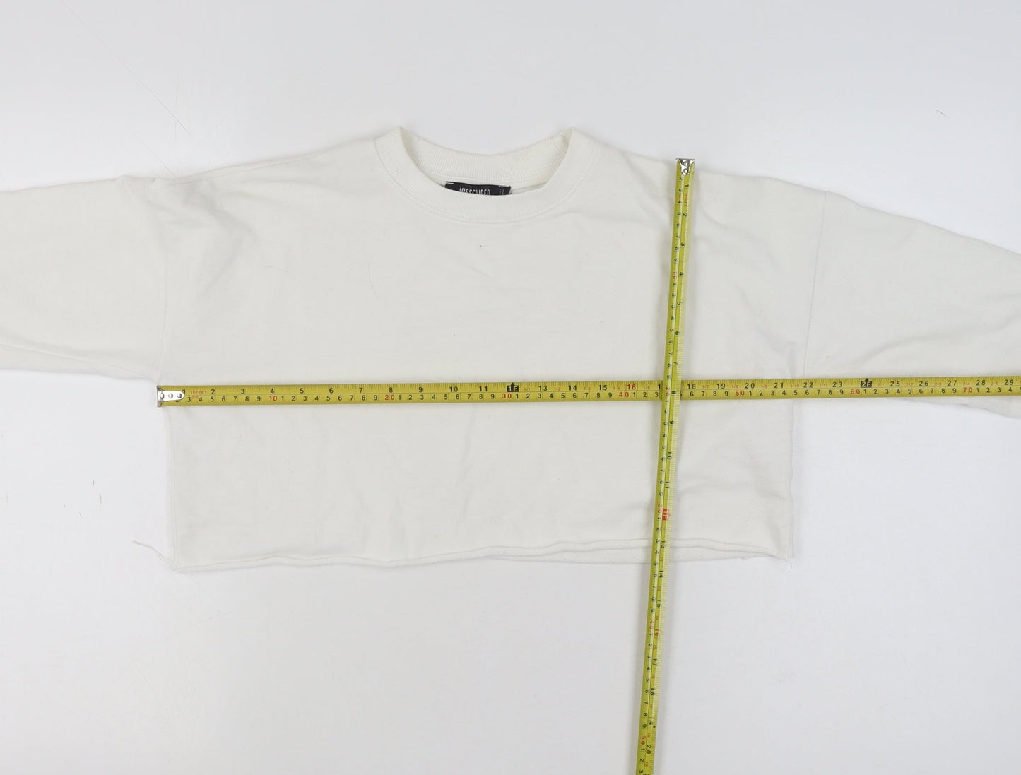 Missguided Women White Size 8 Crew Neck Cropped Pullover Jumper