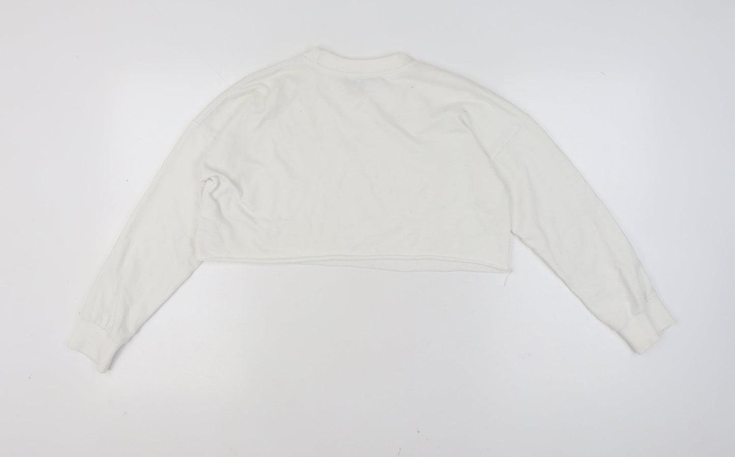 Missguided Women White Size 8 Crew Neck Cropped Pullover Jumper