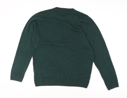 New Look Men Green Christmas Santa Crew Neck Pullover Jumper L