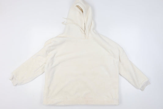 Marks and Spencer Women Ivory Pullover Hoodie Large Fleece Soft Warm
