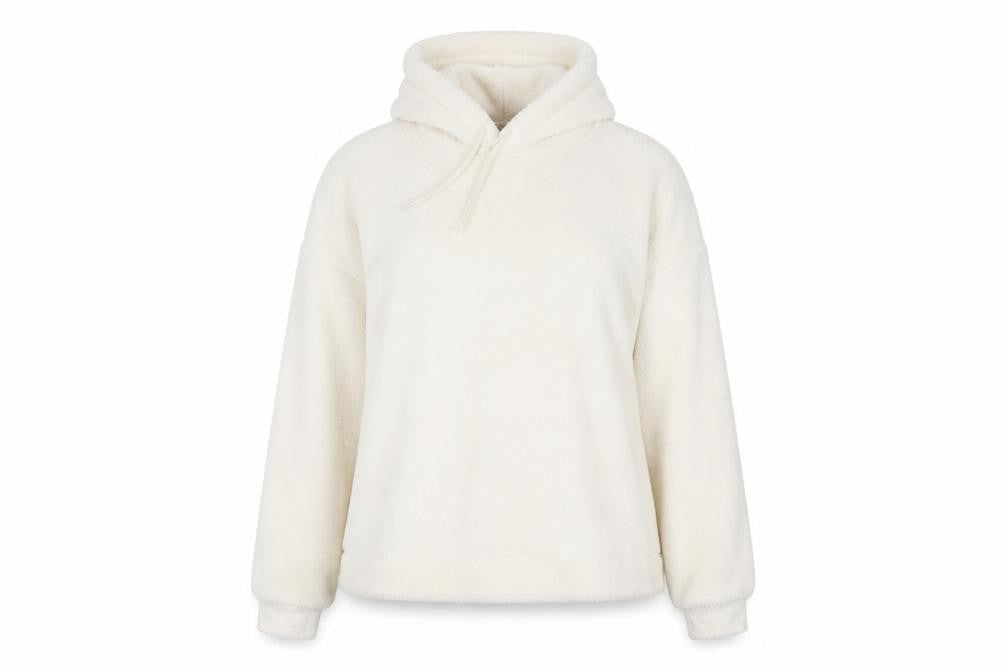 Marks & Spencer Women Ivory Pullover Hoodie Large Fleece Soft Warm