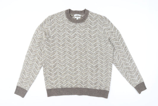 Marks and Spencer Mens Beige Wool Blend Crew Neck Jumper Size L
