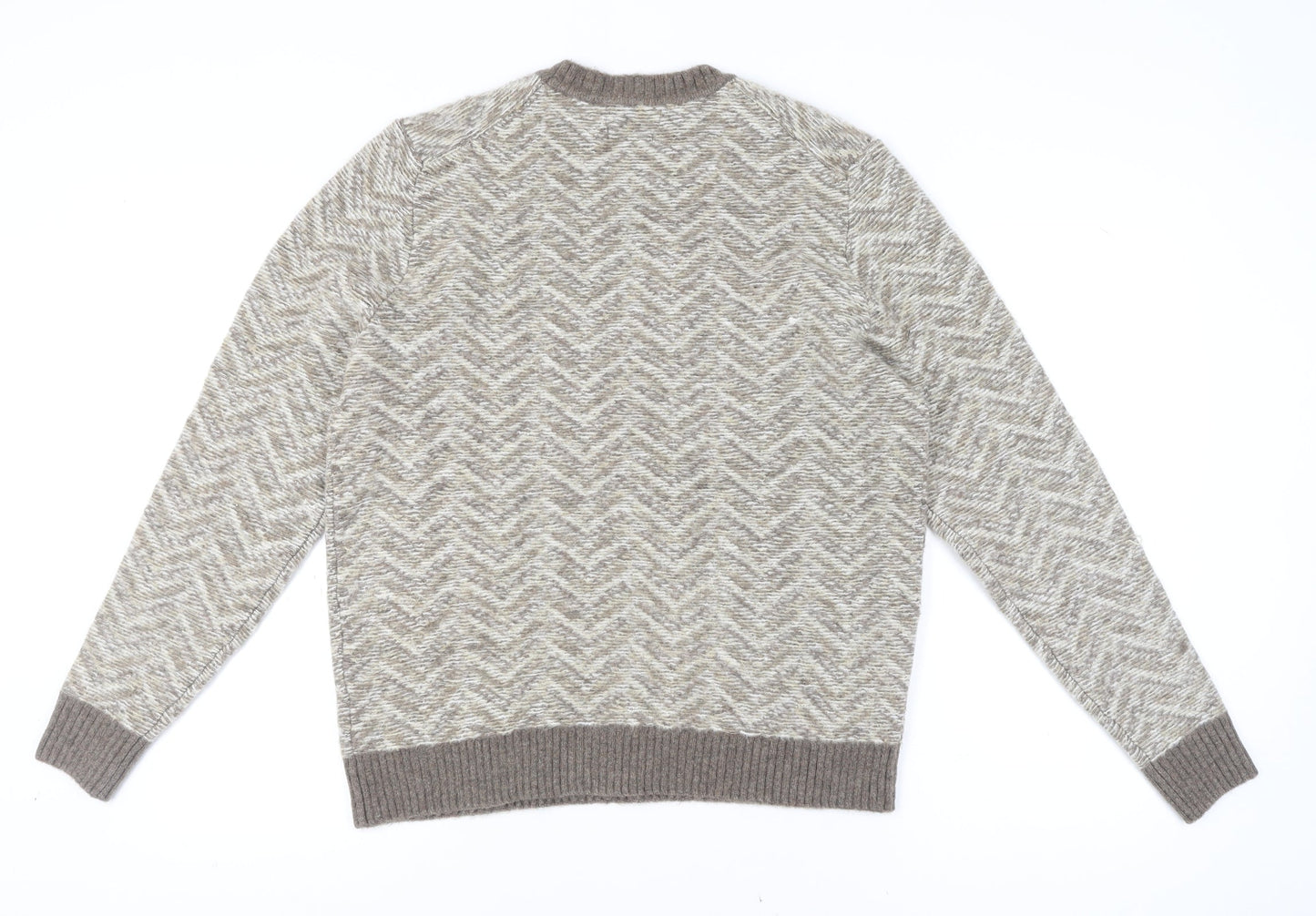 Marks and Spencer Mens Beige Wool Blend Crew Neck Jumper Size L