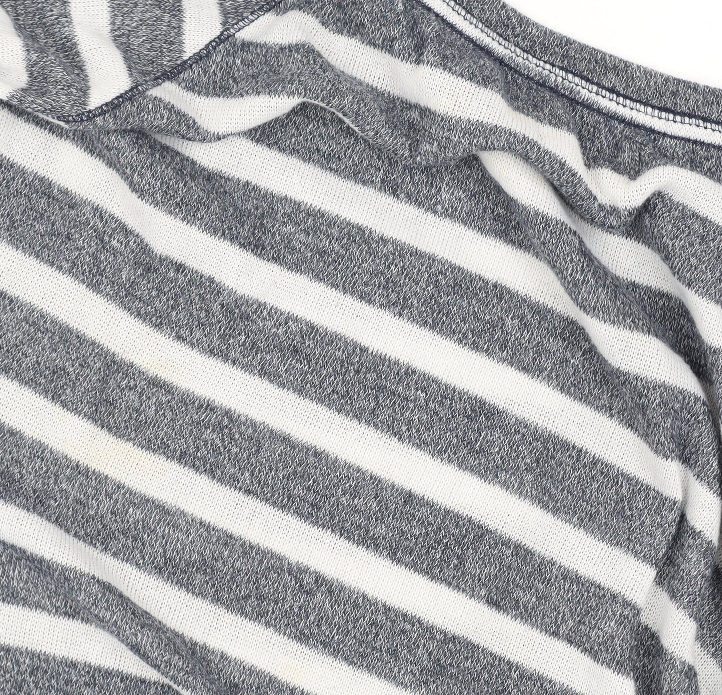Hollister Women’s Grey Striped Cropped T-Shirt M Relaxed Fit
