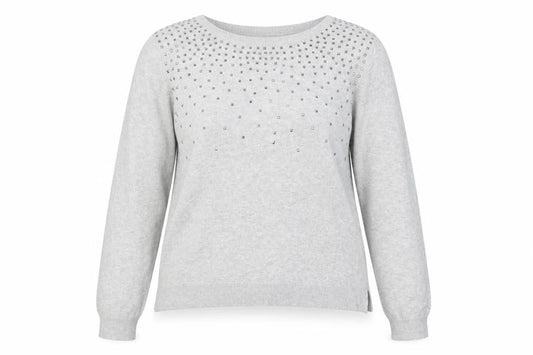 Oasis Women’s Grey Studded Cotton Crew Neck Jumper L