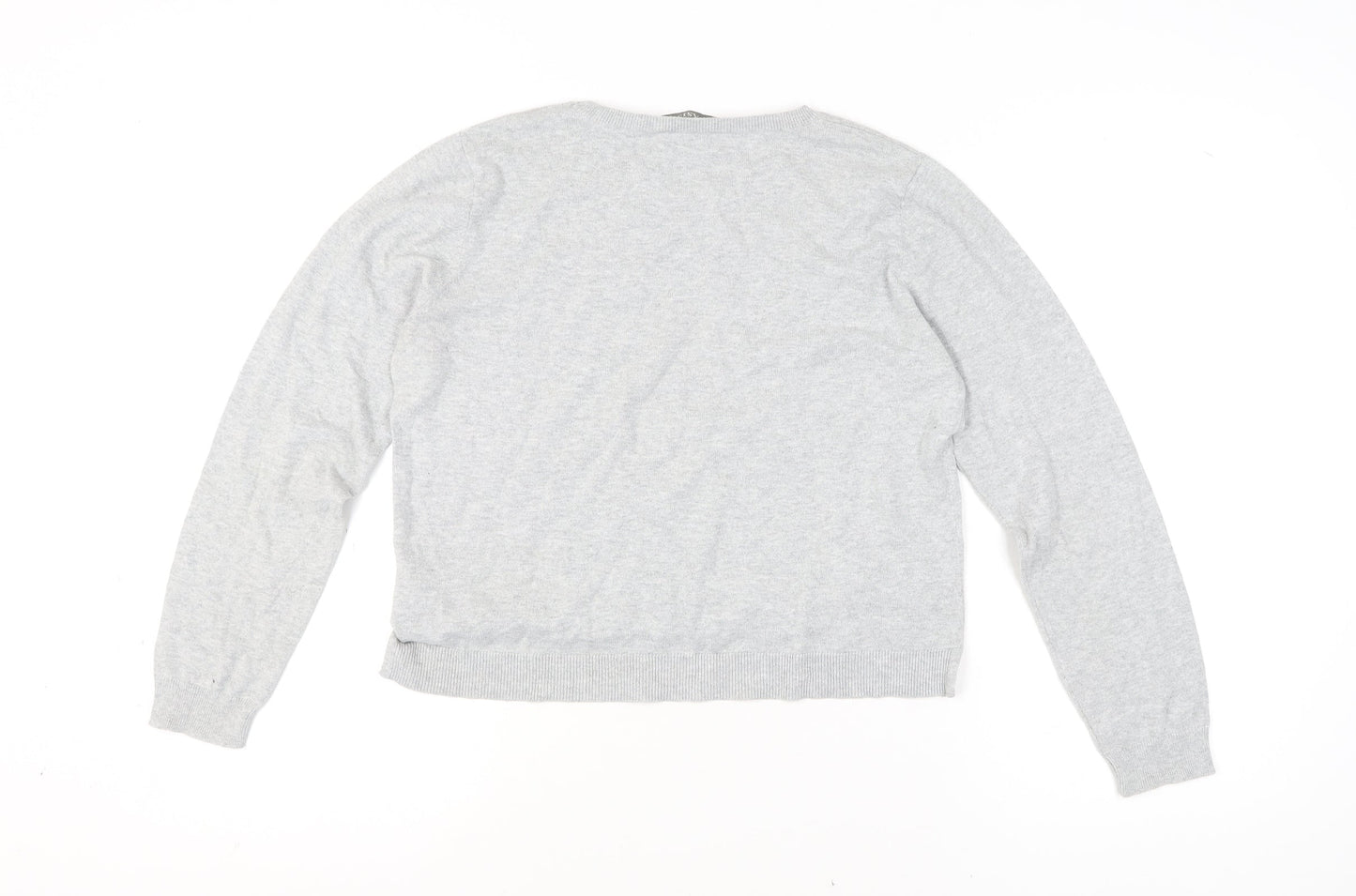 Oasis Women’s Grey Studded Cotton Crew Neck Jumper L