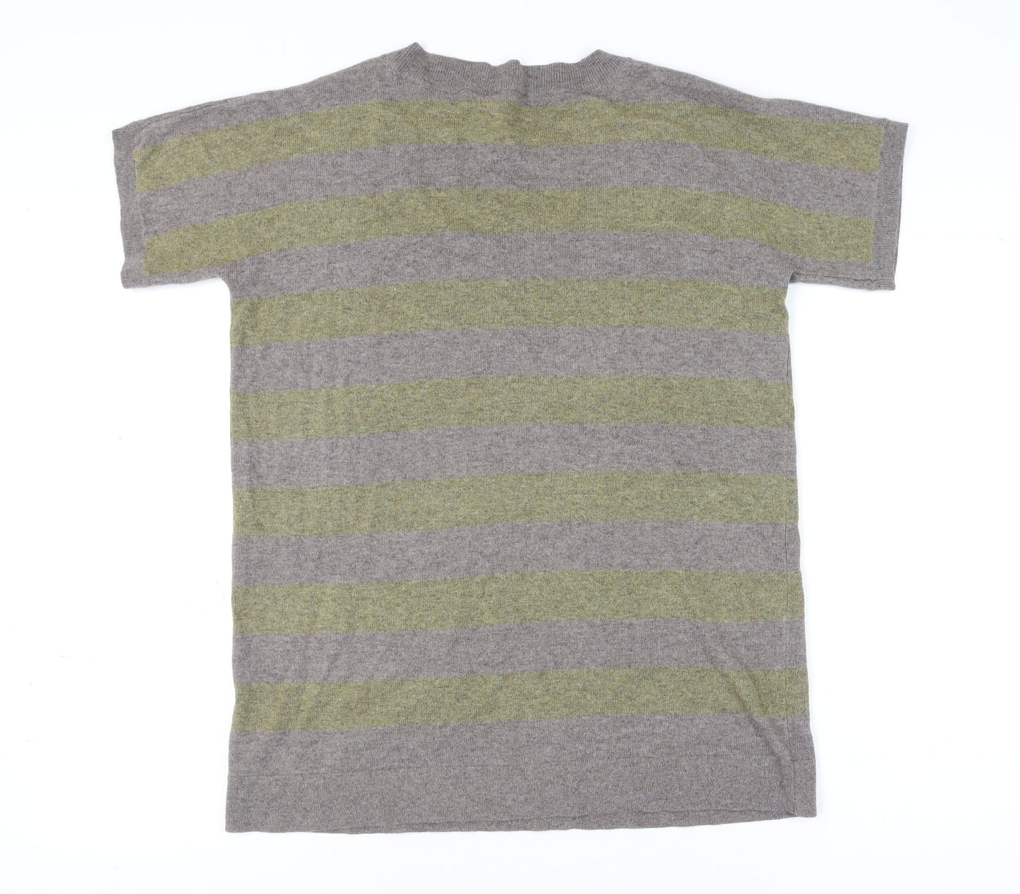 White Stuff Women's Grey Striped Knit T-Shirt Size 10