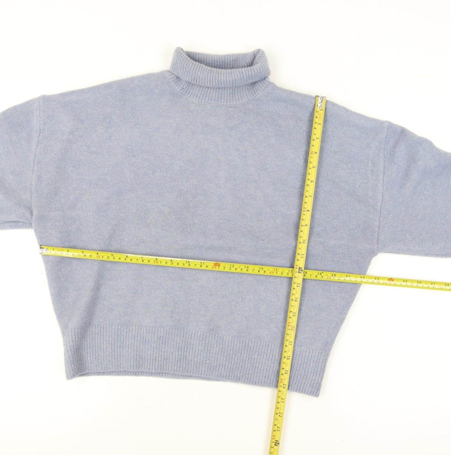 Zara Women Blue Roll Neck Knit Relaxed Jumper Size 12