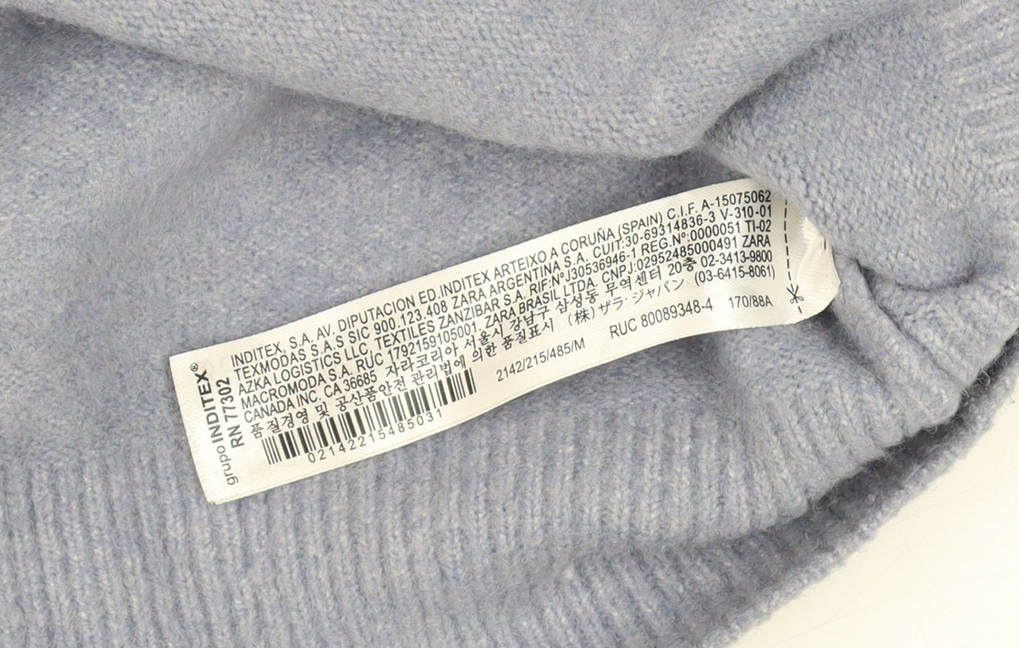 Zara Women Blue Roll Neck Knit Relaxed Jumper Size 12