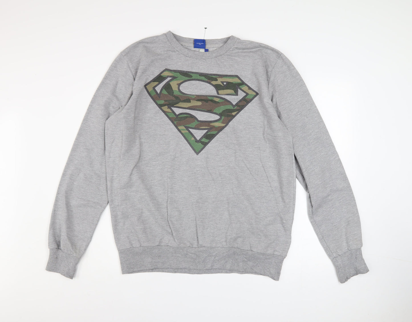 Superman Men's Grey XL Pullover Sweatshirt with Camo Logo