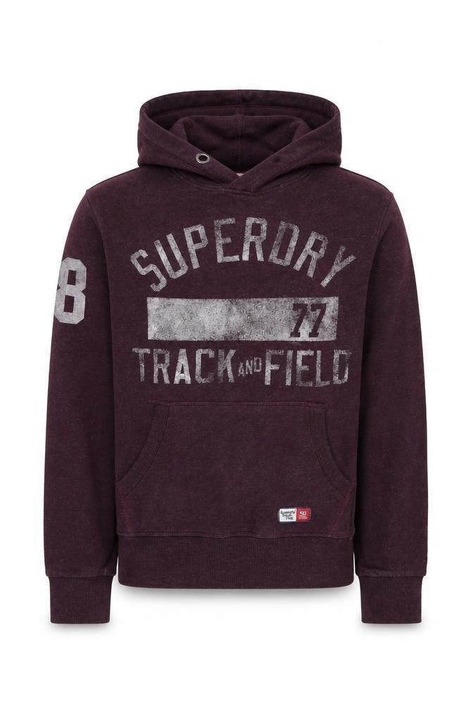 Superdry Men's Purple Pullover Hoodie M Track & Field Fleece Sweatshirt