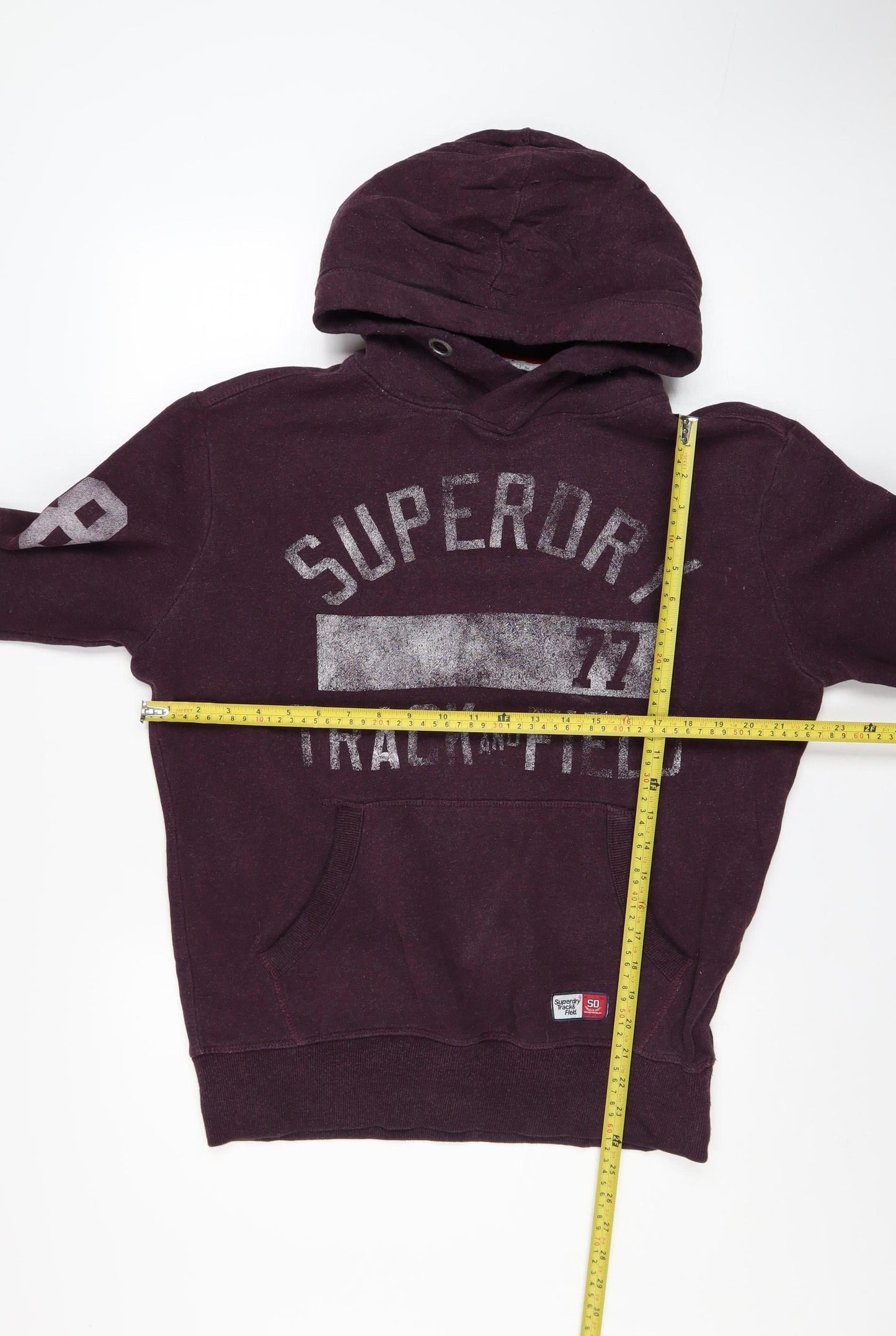 Superdry Men's Purple Pullover Hoodie M Track & Field Fleece Sweatshirt