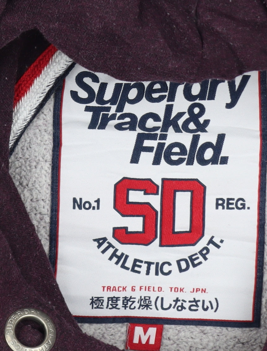 Superdry Men's Purple Pullover Hoodie M Track & Field Fleece Sweatshirt