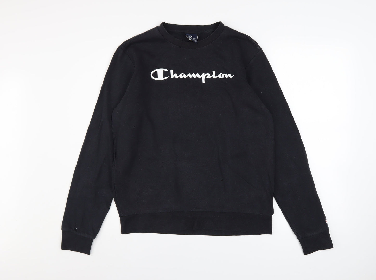 Champion Boys Black Pullover Sweatshirt 15-16 Years Logo Fleece Crew Neck