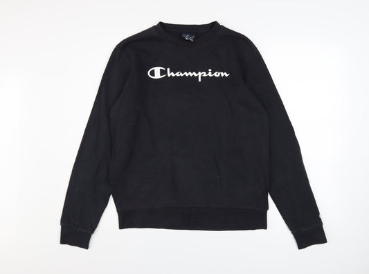 Champion Boys Black Pullover Sweatshirt 15-16 Years Logo Fleece Crew Neck