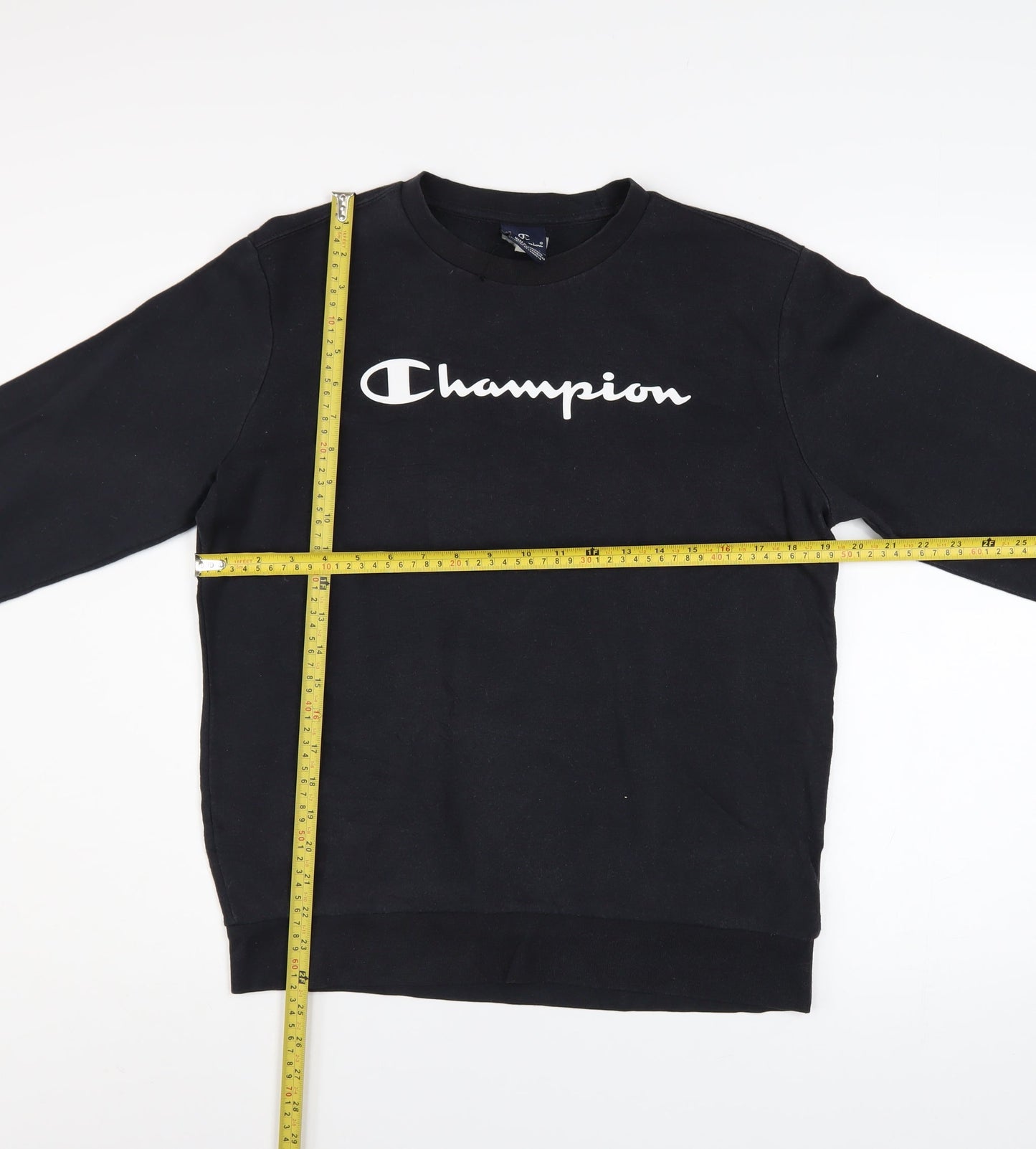 Champion Boys Black Pullover Sweatshirt 15-16 Years Logo Fleece Crew Neck
