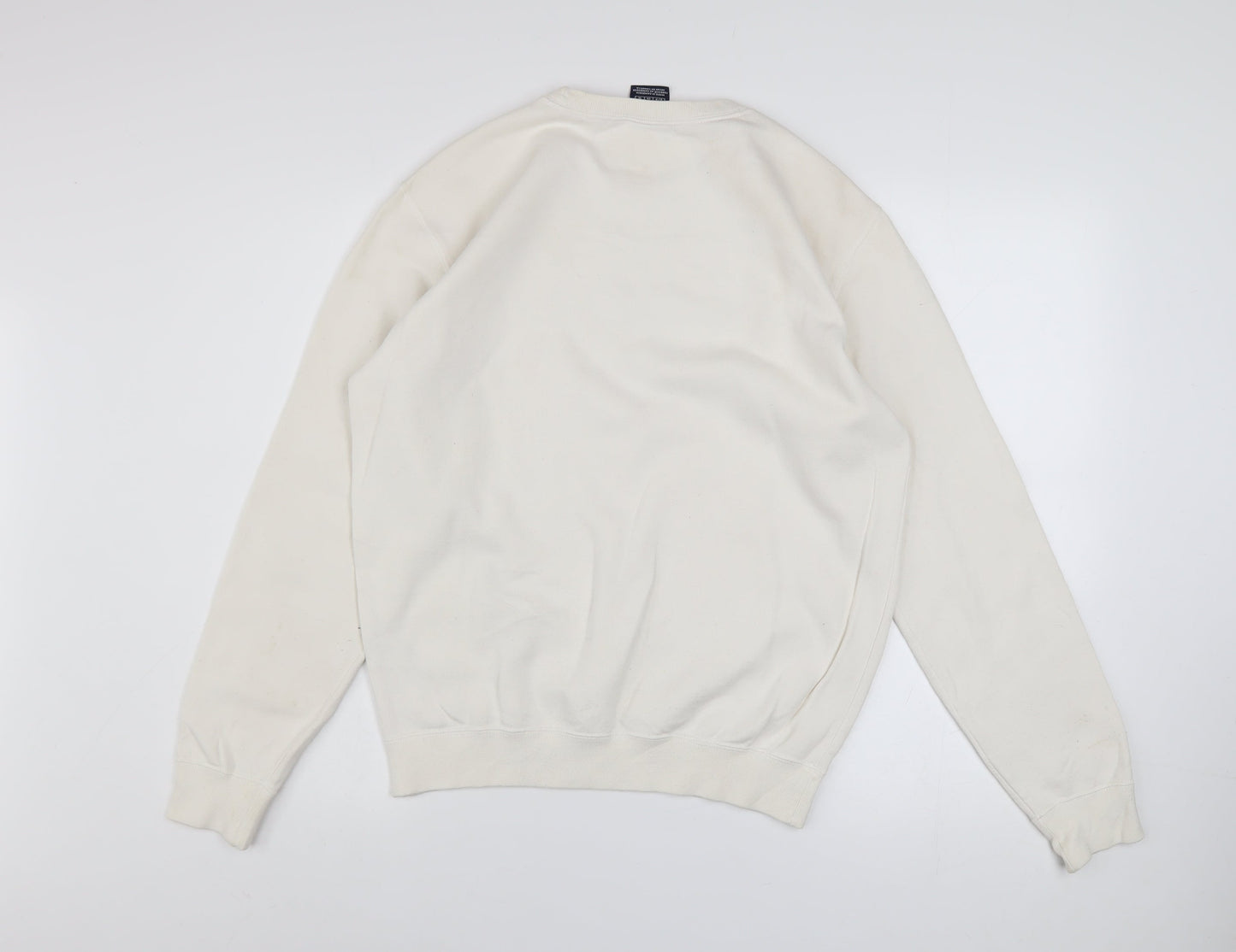 Champion Men’s Ivory Small Pullover Sweatshirt Logo Fleece