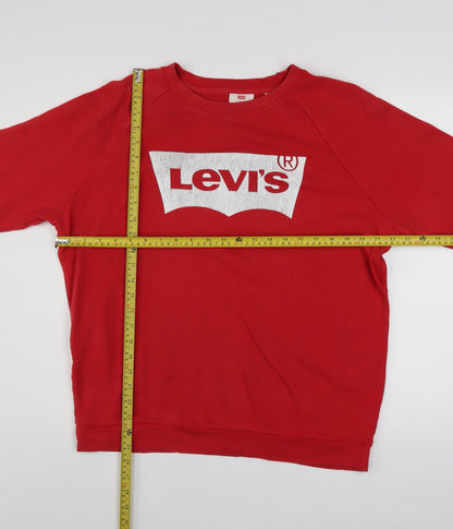 Levi's Men's Red Crew Neck Logo Sweatshirt Size M