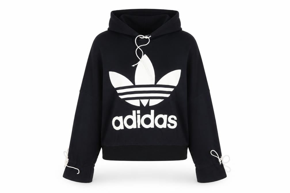 Adidas Womens Black Cotton Pullover Hoodie Size 12 with Logo