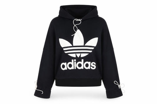 Adidas Womens Black Cotton Pullover Hoodie Size 12 with Logo